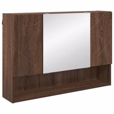 Armoire Murale Miroir, Armoire de Toilette, Meuble Salle de Bain Chêne brun 80 x 17 x 55 cm Bois d&rsquo;ingénierie