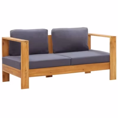 vidaXL Banc de jardin avec coussins 140 cm Bois d&rsquo;acacia solide Gris