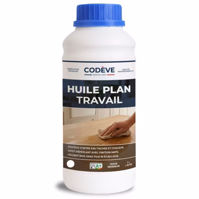 Huile Plan De Travail – 1 L   – Codeve Bois – Pour L&rsquo;entretien D&rsquo;un Plan De Travail En Bois Massif, Stratifié Ou Lamellé.