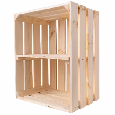 Creative Deco Caisse en Bois Naturel avec Etagere 50 x 40 x 30 cm – Caisse Bois Rangement Vintage – Cagette Bois Deco – Caisse Vin