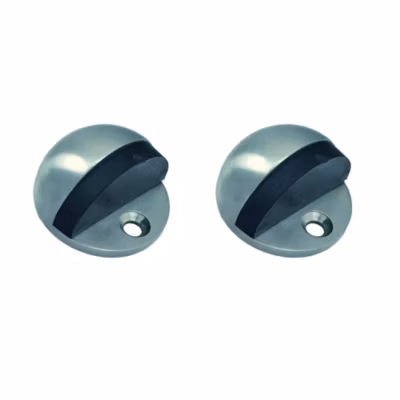 2 Un. BUTÉE DE PORTE en acier inoxydable de qualité AISI-304, fixation au sol avec vis – Diamètre 44MM