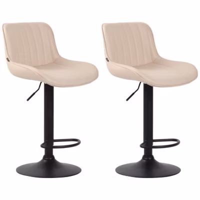Lot De 2 Tabourets De Bar Lentini Similicuir, Chaise Haute De Bistrot Avec Repose-pieds Hauteur Réglable Pivotant Crème/Noir