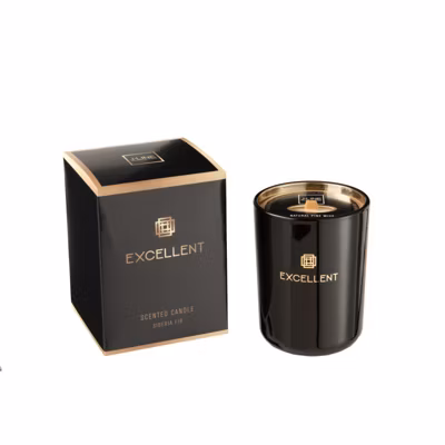 Bougie parfumée 50H en verre noir 8x8x11 cm
