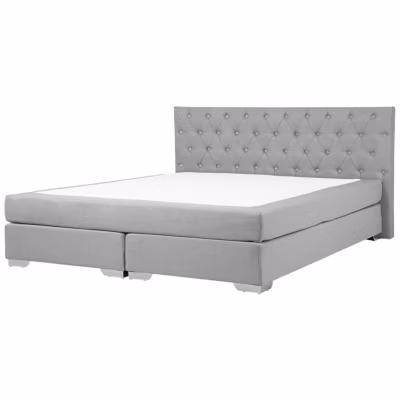 Lit Boxspring Tissu DUCHESS 180 x 200 cm Gris clair