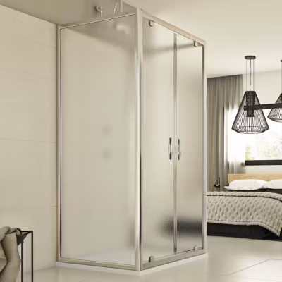 Cabine douche 3 côtés 90x130x90 CM H198 Opaque mod. Cristal Trio 2 Portes
