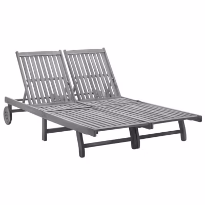 vidaXL Chaise longue 2 places Bois d&rsquo;acacia massif