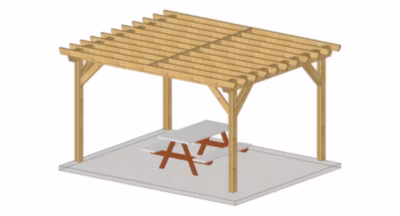 Carport pergola indépendante 550cmx300cm Bois DOUGLAS Français label PEFC (Charpente-Auvent – Abri terrasse) surface 30 m²