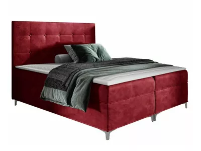 Lit continental Baltimore 185, Double, Rouge, Tissu, Disponible