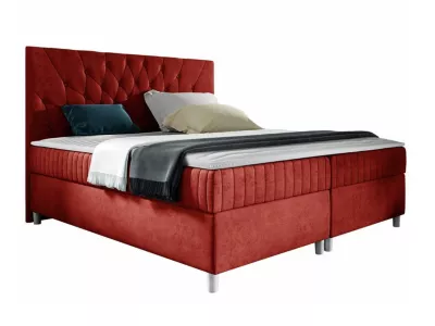 Lit continental Baltimore 175, Double, Rouge, Tissu, Disponible