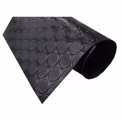 Sol PVC Composition 100% Caoutchouc Sol Caoutchouc Sol Protection Design Boutons Noir Epaisseur 1MM Mesure 100X500CM