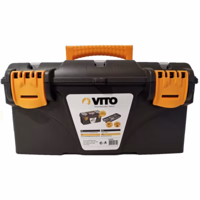 Boite à outils 16&Prime; Mallette de bricolage 410 x 209 x 195 mm 2 organiseurs et porte outils Amovible VITO