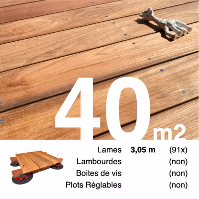 Planches de terrasse bois exotique JATOBA pour 40 m², Longueur 3,05 m.