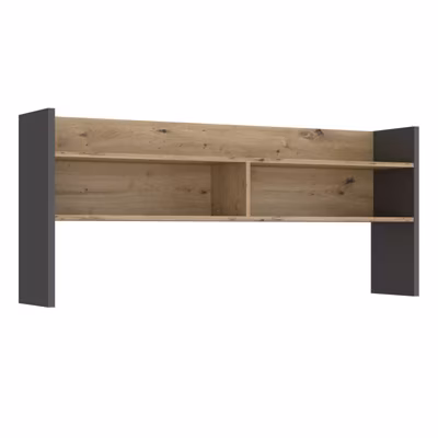 Surmeuble de bureau 140 cm décor bois de chêne et gris foncé – ODYSSÉE