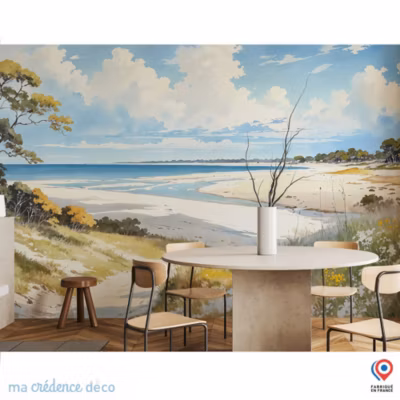 Papier peint Plage et bretagne, Aquarelle – Intissé – 200 cm – 280 cm – MaCrédenceDéco