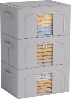 Boîte de rangement pliable en métal gris 24 L