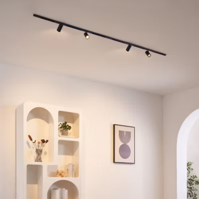 Système sur rail magnétique 2 m noir 4 spots 28W LED – Transformateur externe – Lyne