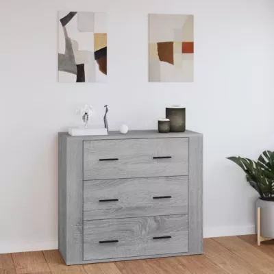 816582 vidaXL Buffet Sonoma gris 80x33x70 cm Bois d&rsquo;ingénierie