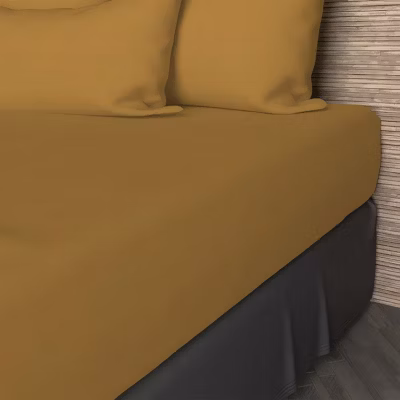 Drap housse en coton 57 fils 160×200 cm UNI moutarde, par Soleil d&rsquo;ocre