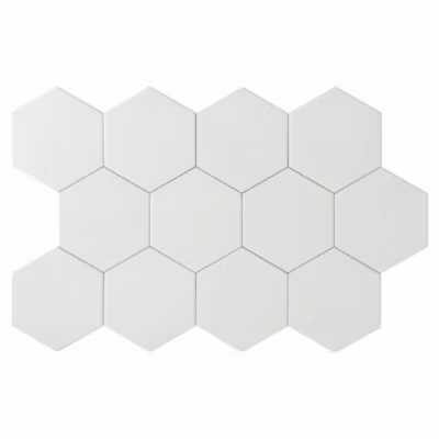Carrelage Hexagonal Effet Béton Blanc Intérieur/Extérieur. Grès Cérame. Essence White 14x16cm