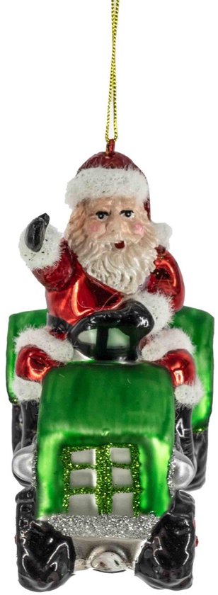 Boule de Noël HomeBound Père Noël sur tracteur – Noël – verre – 10,1×5,3×9,5cm