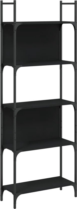 Bibliothèque vidaXL à 5 niveaux – Bois fini – Zwart – Étagère à Bibliothèques
