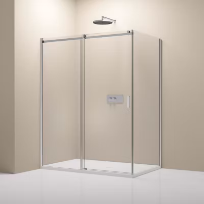 Cabine de douche d&rsquo;angle, verre clair 8mm, porte coulissante – NT806 FLEX 150x80x195cm