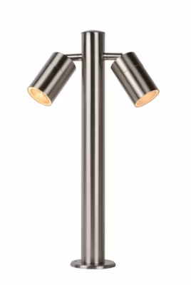 Borne extérieur ARNE-LED en acier avec 2xGU10 – Chrome Dépoli – Lucide