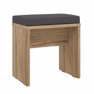 Banc décor bois clair rembourrage tissu gris – ANASTASIA