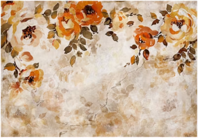Papier Peint Fleurs Pivoines Béton Vintage Intissé Panoramique 250×175 cm – Colle Inclus – Chambre et Salon – Moderne Papier Peint