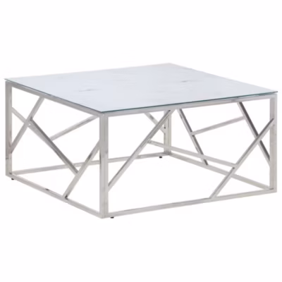 Table basse argenté acier inoxydable et verre trempé vidaXL