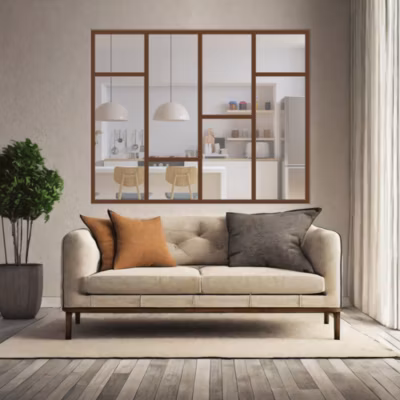 Verrière Loft 4 sections – L x H : 140 x 125 cm – Laqué brun 2650 granité – vitrages inclus