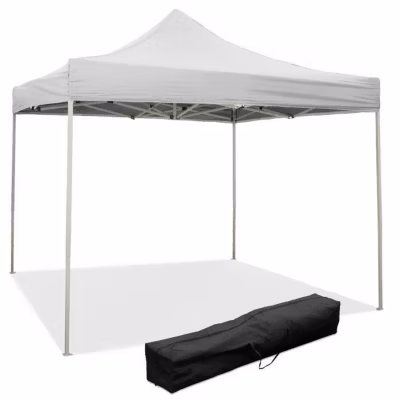 Tonnelle pliante 3 x 3 m toile blanche en PVC 100% imperméable 9006