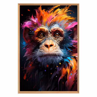 Tableau mural encadré singe vibrant 65×97 cm Fabriqué en France