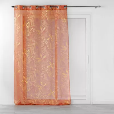 Voilage à oeillets 140 x 240 cm imprimé métallisé Belflor Terracotta/Or