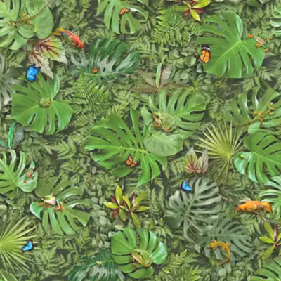 Sol vinyle Textile – effet faune & flore tropicale – Rouleau de 4m x 18m