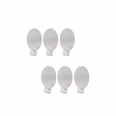 Crochets adhésifs muraux en inox Lot de 6 dimensions 4,1 x 2,4 x 1,8 cm Fackelmann Tecno
