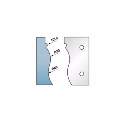 Jeu de 2 fers profilés Ht. 90 x 5,5 mm corniche N 4 M590.322 pour porte-outils de toupie – Diamwood