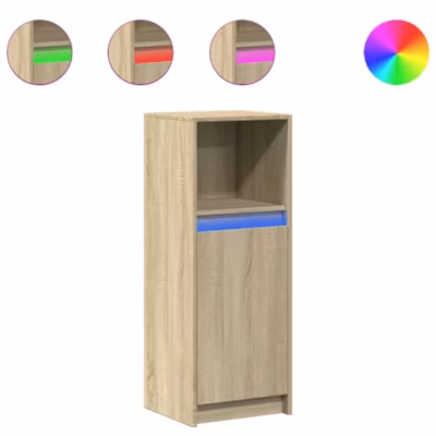 Buffet avec LED chêne sonoma 38x34x100 cm bois d&rsquo;ingénierie vidaXL