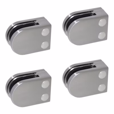 4 x Pince à verre plate modèle 02 – Ep. verre 8,76 mm – Inox 304 brossé GR320