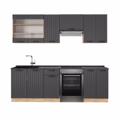 Vicco Cuisine Gris foncé 240cm sans PT