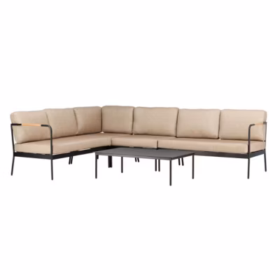 Salon d&rsquo;Angle de Jardin « Pehnna » 280cm Noir & Beige