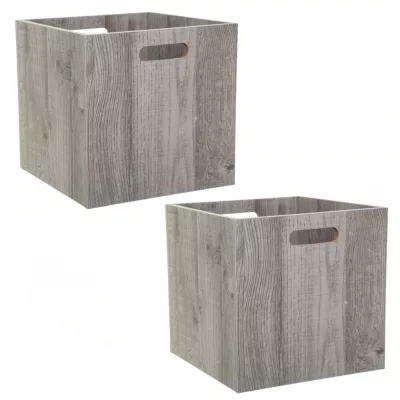 Lot de 2 Boîtes de rangement effet bois en MDF Mix n&rsquo; modul