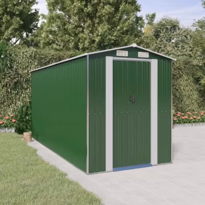 3147430 vidaXL Abri de jardin Vert 192x440x223 cm Acier galvanisé