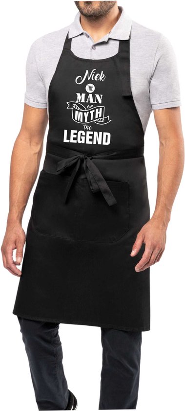 Cadeau prénom – L&rsquo;homme le Mythe la Legend – Tablier de cuisine – Tablier BBQ – anniversaire – fête des pères – avec le naam : Niek