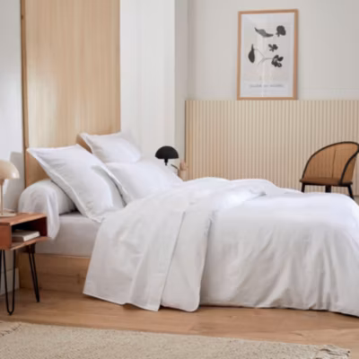 Housse de couette esprit grand hôtel (140×200 cm – Blanc)