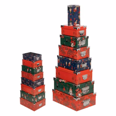 Lot de 16 boites rectangulaires imprimé casse noisette – feeric lights & christmas