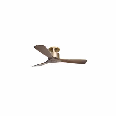 Modulo Low Profile Regular -un ventilateur pour plafond bas  DC 132 cm Laiton  pales fermées bois sombre sans Lumière 20 à 40 m²