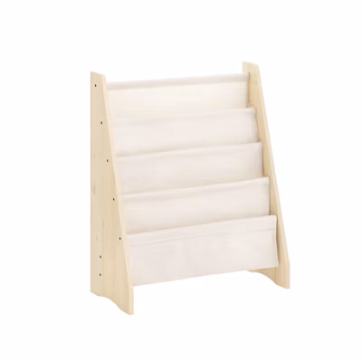 SoBuy Bibliothèque Enfant avec 4 Compartiments et 3 Poches en Tissu Naturel 63x28x76 cm KMB50-N