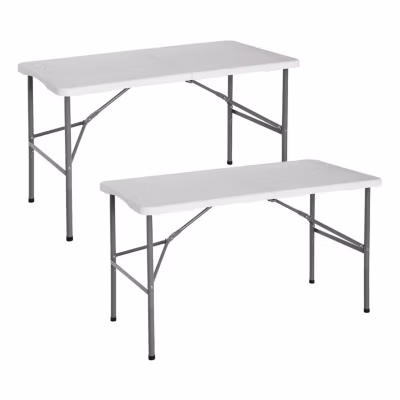 Pack 2 Tables de camping Pliantes Blanches 122x74cm 7house