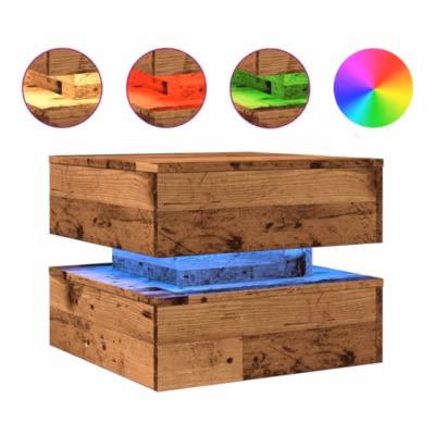 Table basse avec lumières LED vieux bois 50x50x40 cm vidaXL